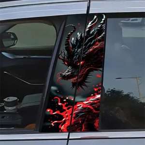 پیشنمایش برچسب ستون خودرو طرح اژدها – بسته 2 عددی