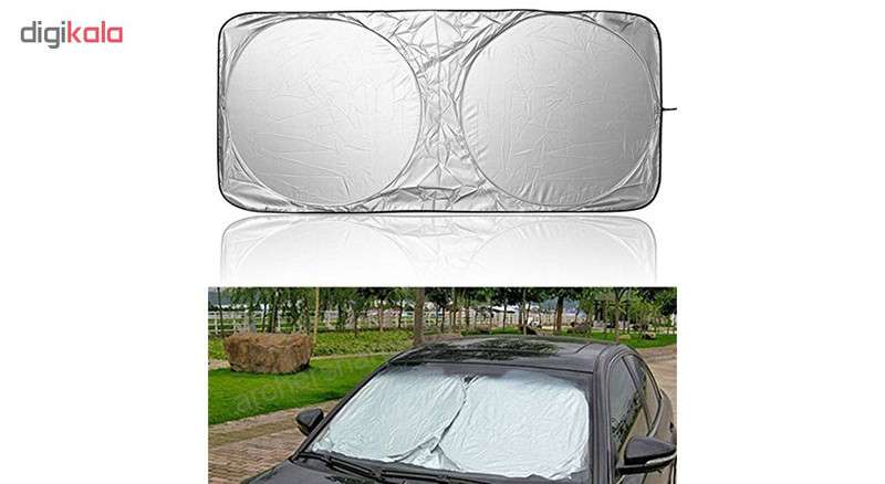 آفتابگیر شیشه جلو خودرو مدل عینکی به همراه کاور نگهدارنده